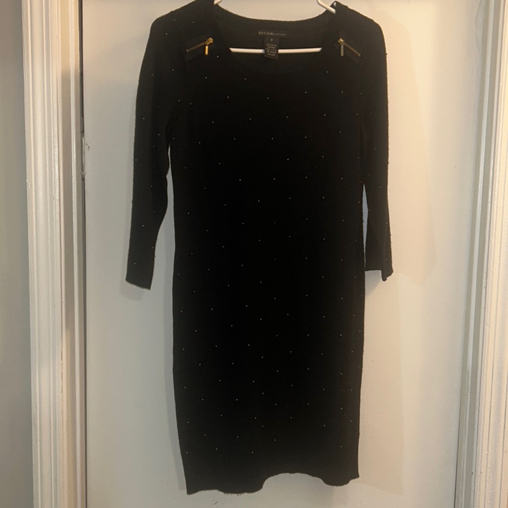 Black Gold Rhinestoned Long Dress
